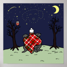 Black Labrador Mom and Starry Sky Poster