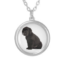 Black Labrador Puppy Personalized Necklace
