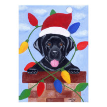 Black Labrador Puppy Santa Christmas Invite