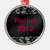 Black Lace and Satin Ornaments