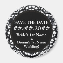 Black Lace on White (Save The Date Magnet)