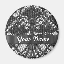 Black lace personalised fridge magnets