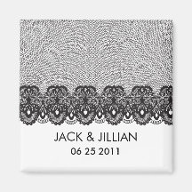 Black Lace Save the Date Magnet