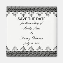 Black Lace Save The Date Magnet