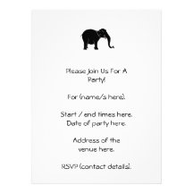 Black Laughing Elephant. Personalized Invites