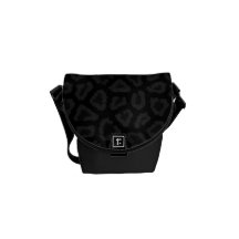 Black Leopard Print Messenger Bag