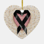 Black Melanoma Ribbon From the Heart - SRF Ornament