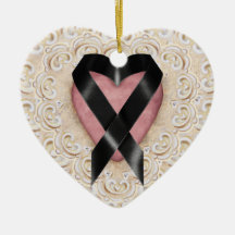 Black Melanoma Ribbon From the Heart - SRF Ornament
