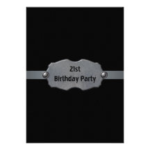 Black Metal Mans 21st Birthday Party Personalised Announcement