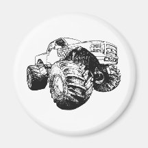 Black Monster Truck Fridge Magnet