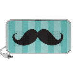 Black moustache and aqua stripes custom speakers