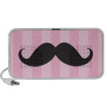 Black moustache and pink stripes custom speakers