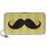 Black moustache and yellow stripes custom speakers