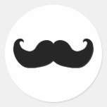 Black Moustache Round Stickers