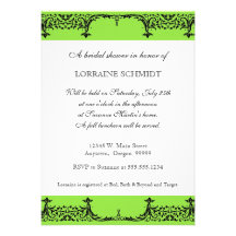 Black n White Fleur de Lis Damask Bridal Shower Personalised Announcement