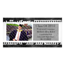 Black Notebook Frame Grunge Graduation Photo Card