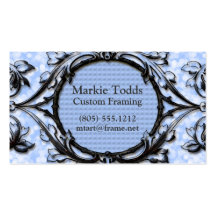 Black Ornamental On Blue Dots Business Cards