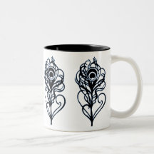 Black Peacock Feathers Mug