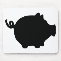 black piggy bank icon mouse pads