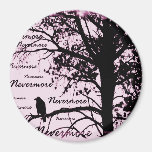 Black & Pink Nevermore Raven Silhouette Fridge Magnets