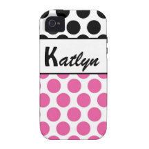 Black & Pink Polka Dot iPhone Case Case-Mate iPhone 4 Cover