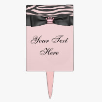 Black Pink Zebra Princess Cake Topper cake picks