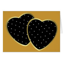 Black Polka Dotted Hearts Greeting Card