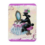 Black Poodle Retro Boudoir Rectangular Magnets