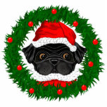 Black Pug Santa Photo Sculptures
