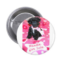 Black Puppy Poodle for Sale Buttons