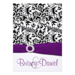 Black Purple & White Damask Wedding Invitations