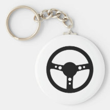 black racing steering wheel icon keychain
