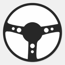 black racing steering wheel icon sticker