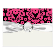 black raspberry red pink mod damask postcards