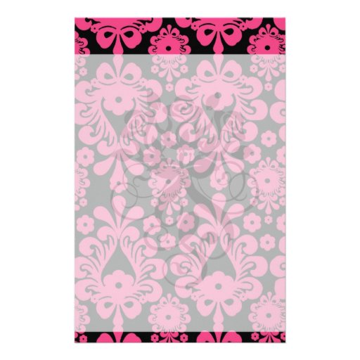 black raspberry red pink mod damask customised stationery