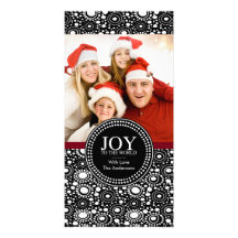 Black Red "JOY TO THE WORLD" Holiday Photo Card