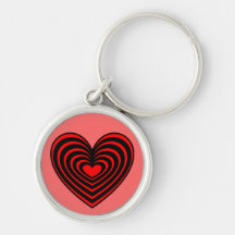Black & Red Lined Heart Keychain