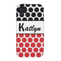 Black & Red Polka Dot iPhone Case Case-Mate iPhone 4 Cover