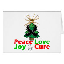Black Ribbon Christmas Peace Love, Joy & Cure Card
