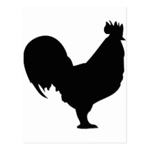 black rooster icon postcards