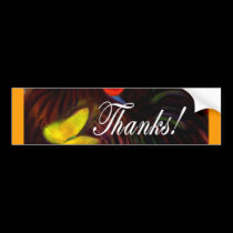 Black Rooster Playing With Butterflies Painting bumper stickers