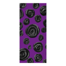 Black Rose Pattern on Dark Purple. Customized Rack Card