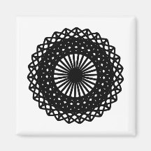Black Round Lace Style Pattern. Magnets