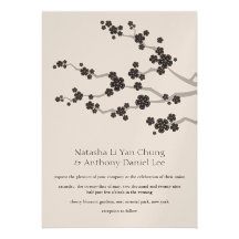 Black Sakuras Oriental Zen Wedding Invitation