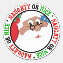 Black Santa Cartoon (Blue) Stickers