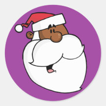 Black Santa Claus Round Sticker