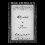 Black Silk and Parchment Goth Wedding invitations