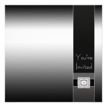 Black  Silver Adult Birthday Party Template Personalized Announcements