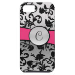 Black & Silver Damask with Pink iPhone 5 Cases