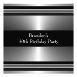 Black Silver Mans 30th Birthday Party Invitation